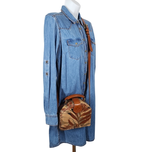 PATRICIA NASH PALM LEAVES MARINA MINI SATCHEL OR CROSSBODY - Picture 4 of 11